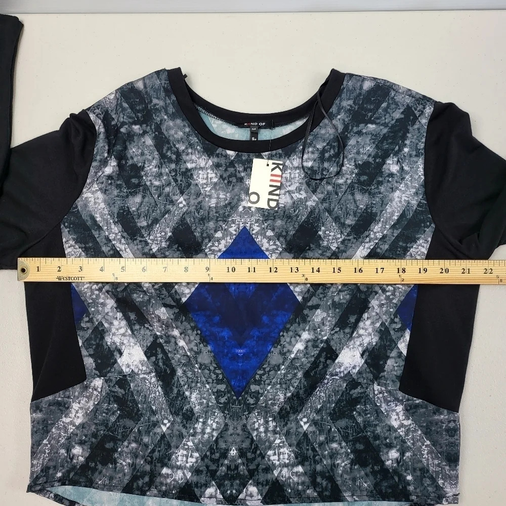 KIIND OF Medium Women's Blouse Top Black Multi Long Sleeve - Picture 10 of 16